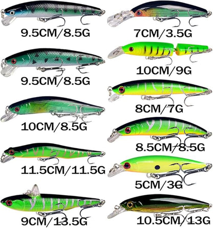 LINGYUE Bass Fishing Lures Kit Set Topwater Hard Baits Minnow Crankbait Pencil VIB Swimbait for Bass Pike Fit Saltwater and Freshwater