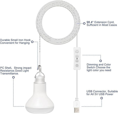 Onite USB LED Light Bulb for Portable Power Station/Solar Panels, Yellow/Amber/Warm/White Dimmable Emergency Lights for Power Outages/Camping/BBQ/Backyard