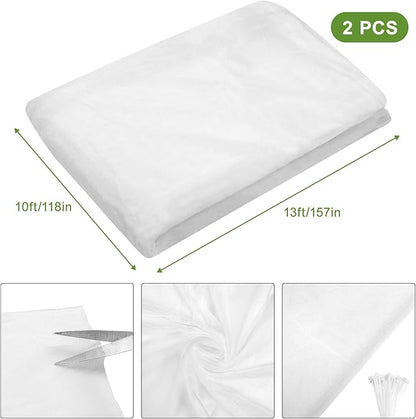 Unves 2 Pcs Mosquito Netting for Patio, 13 x 10 Ft Garden Netting Mesh, Insect Pest Barrier Bird Netting for Garden Protect Vegetables and Fruits from Birds
