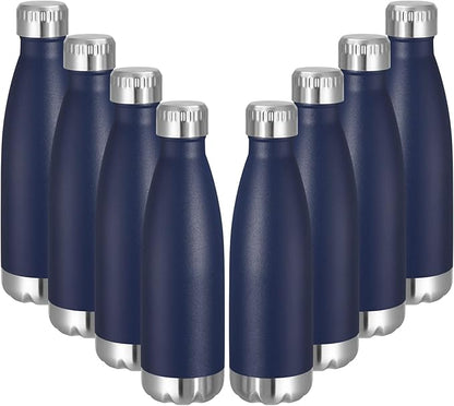 VEGOND 17oz Stainless Steel Water Bottles Bulk, Reusable Metal Sports Water Bottle Keeps Drink Hot and Cold, BPA Free Double Wall Vacuum Cola Shape Insulated Water Bottles for Camping Gym, 8 Pack