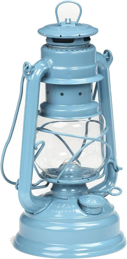 Outdoor Kerosene Fuel Lantern, German Made Weather Resistant Baby Special 276 Galvanized Hurricane Lamp for Camping or Patio, 10 Inches, Pastel Blue