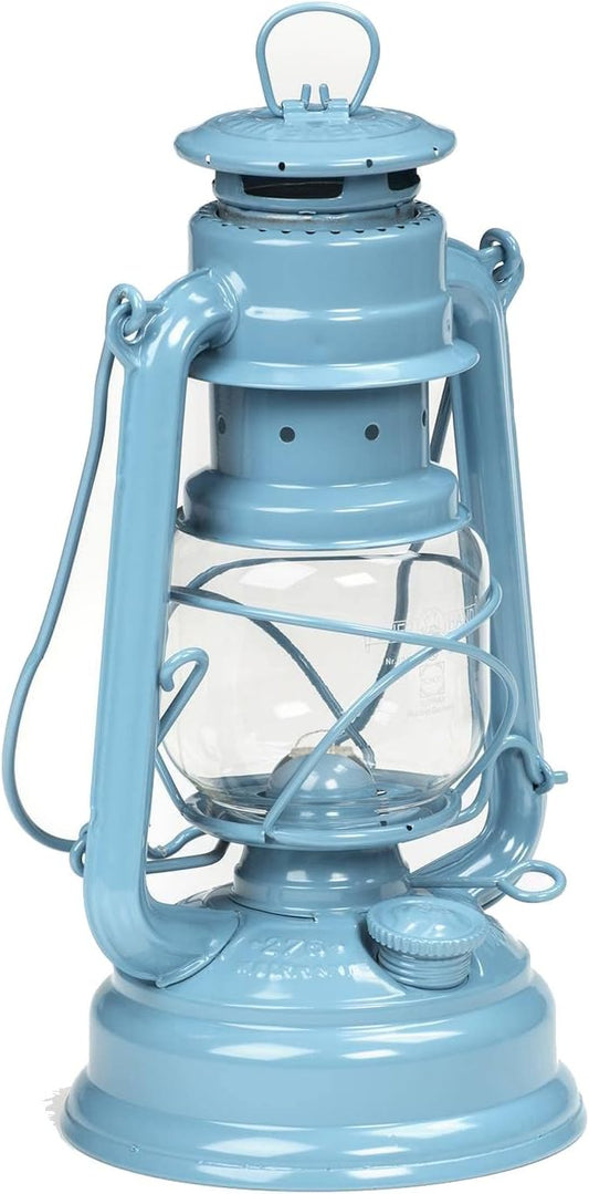 Outdoor Kerosene Fuel Lantern, German Made Weather Resistant Baby Special 276 Galvanized Hurricane Lamp for Camping or Patio, 10 Inches, Pastel Blue