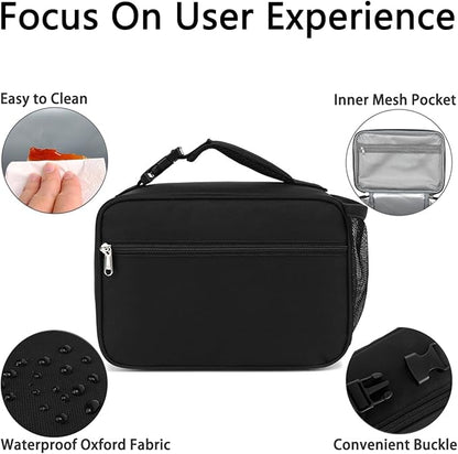 Insulated Lunch Box for School, Thermal Reusable Durable Freezable Lunch Bags for Kids Boys Girls Men Women - Small Soft Cooler Portable Lunch Tote Kit for Work Picnic Travel,Black