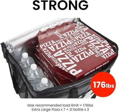 NZ home Durable 3XL PRO Insulated Cooler Bag and Food Warmer for Delivery & Grocery Shopping with Zippered Top, Black Commercial Grade (1 Pack)