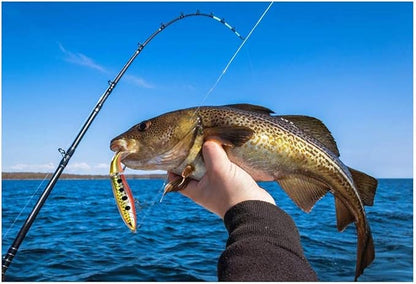 Nuguri Fishing Lures Set 6PCS Plopper Bass Lures with Floating Rotating Tail Artificial Hard Bait Swimbaits Slow Sinking Hard Lure Fishing Tackle Kits