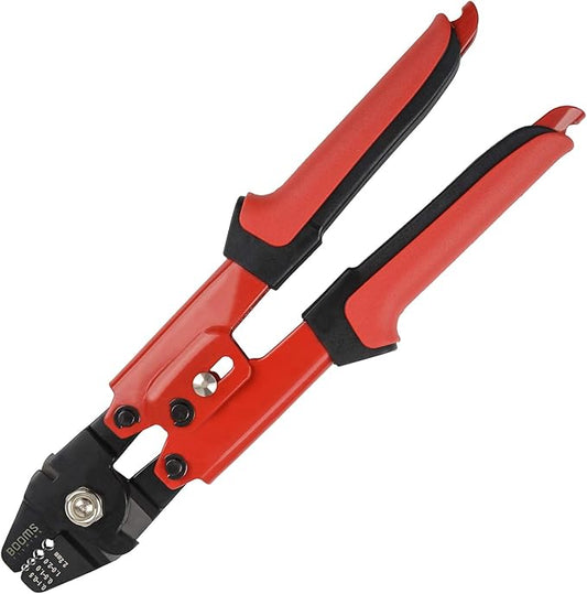 Booms Fishing CP1 Fishing Crimping Pliers, High Carbon Steel Fishing Plier Wire Rope Leader Crimping Tool, 10 inch Crimpers Swager with Ergonomic Handle