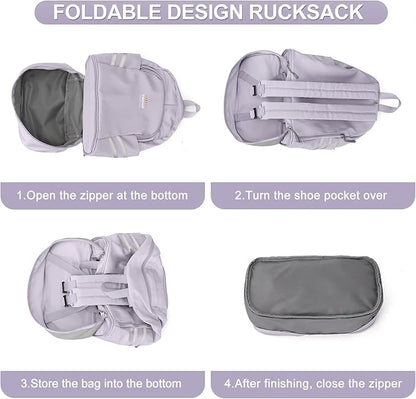 Coofay Small Gym Bag for Women - Waterproof, Lightweight Travel Backpack with Shoe Compartment