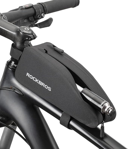ROCKBROS Top Tube Bike Frame Bag - Waterproof, Two Zipper Pockets, Pouch for Bicycles