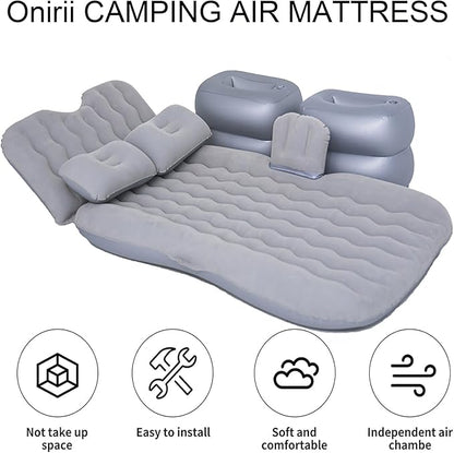 Inflatable Car Air Mattress Back Seat Bed,Thickened Car Travel Camping Air Mattress with Air Pump,Blow Up Bed Portable Car Sleeping Mattress for Car Universal SUV