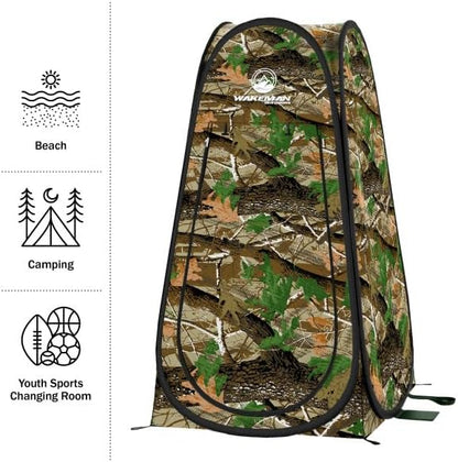 Pop Up Pod - Privacy Shower Tent, Dressing Room, or Portable Toilet Stall with Carry Bag for Camping, Beach, or Tailgate by Wakeman Outdoors