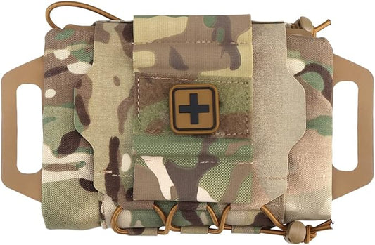 SABADO Rapid Deploy IFAK Pouch First Aid Kits Pack Tactical Two-piece System Medical Supply Holder Roll Carrier Hypalon Handle Outdoor Sport Hunting Bag Laminated Matting Fabric