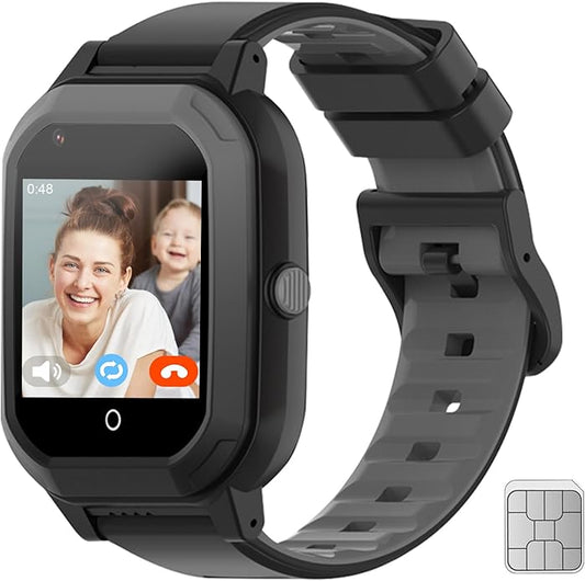 Wonlex GPS Smart Watch for Kids, 4G Smartwatch with SIM Card, 1.4" Phone Watch with Video Calls, Voice Chat, SOS, Camera, Pedometer, Alarm, Games for Boys Girls Aged 3-12 Years Old