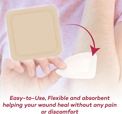 Dealmed Brand Hydrocolloid Dressing 4” x 4” Thin Bandages Wound Care for First Aid Kits Individually Packed (10/Box)