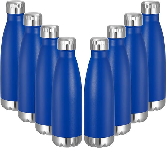 VEGOND 17oz Stainless Steel Water Bottles Bulk, Reusable Metal Sports Water Bottle Keeps Drink Hot and Cold, BPA Free Double Wall Vacuum Cola Shape Insulated Water Bottles for Camping Gym, 8 Pack