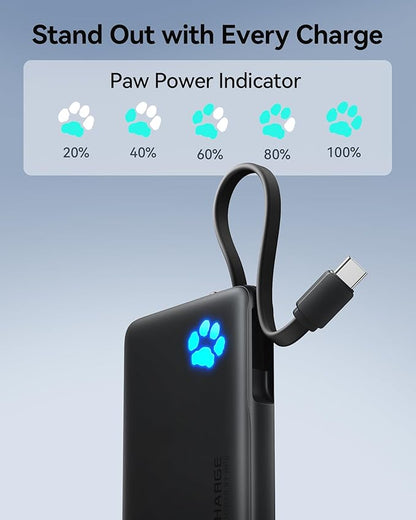 INIU Portable Charger, Slim 10000mAh Power Bank with Build in USB-C Cable, 20W Fast Charging Small Phone Charger, Flight Cruise Ship Trip Accessories Essentials for College Student Boy Girl, Yellow