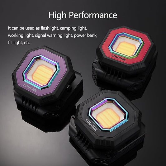 Camping Light Work Light 10000mAh 1500LM Rechargeable Magnetic 5 Modes Flood Light IPX5 Waterproof Portable Clamp Light for Outdoor, Emergency, Repairing, Fishing, Power Outages (Gray)