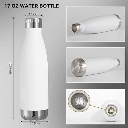 VEGOND 17oz Stainless Steel Water Bottles Bulk, Reusable Metal Sports Water Bottle Keeps Drink Hot and Cold, BPA Free Double Wall Vacuum Cola Shape Insulated Water Bottles for Camping Gym, 8 Pack