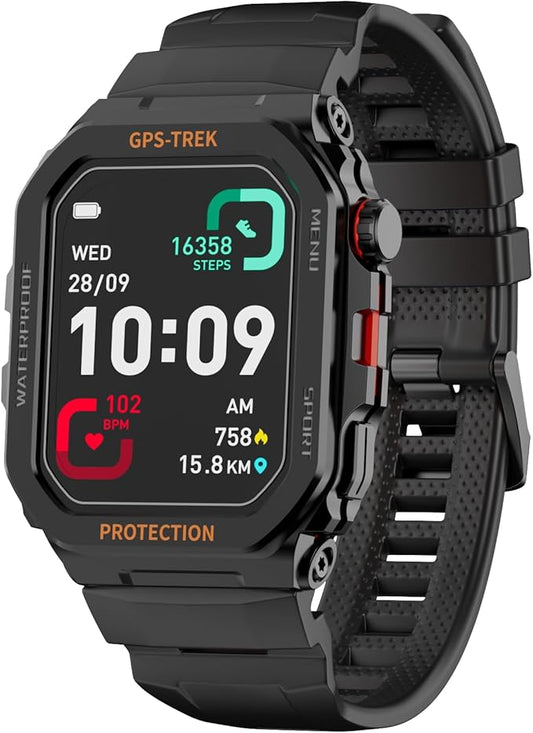 GPS Running Watch, Rugged Military Smart Watch, IP68, Long Battery Life, Multi-GNSS Support, Tracback Routing and More, Training Metrics and Recovery Insights, Answer/Make Call
