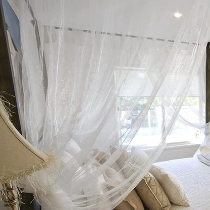 Outdoor Camping Mosquito Net, Large Size White Mesh Insect Netting with Storage Bag for Camping, Picnic, Outdoor Trips (No-Opening 83"x79"x71")