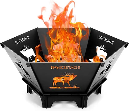 Fire Pit for Camping- 23Inch Small Collapsible Firepit for Patio Outside Wood Burning Outdoor Indoor BBQ Picnic Foldable Fire Pits Bonfire of Backyard Patio with Portable Tote Bag