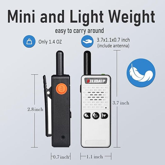 T-M2 Super Mini Walkie Talkie for Adult Kids,Rechargeable Portable FM Transceiver,Small Two Way Radio for Supermarket,Hotel,Outdoor Sport,Hiking,Camping,Indoor,Family Trip,White 1 Pack