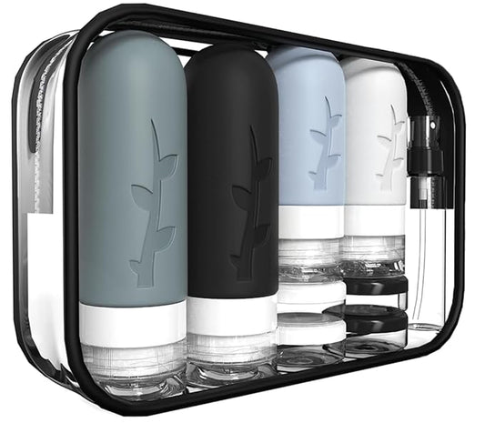 18pack Travel Bottles for Toiletries,TSA Approved Silicone Travel Containers jar for Toiletries,Leak Proof Refillable Liqus Shampoo And Conditioner Travel Essentials toiletry Bottles