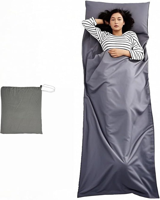 Lightweight Sleeping Bag Liner Single & Double Camping Travel Sleep Sack for Backpacking Hotels & Hostels Grey