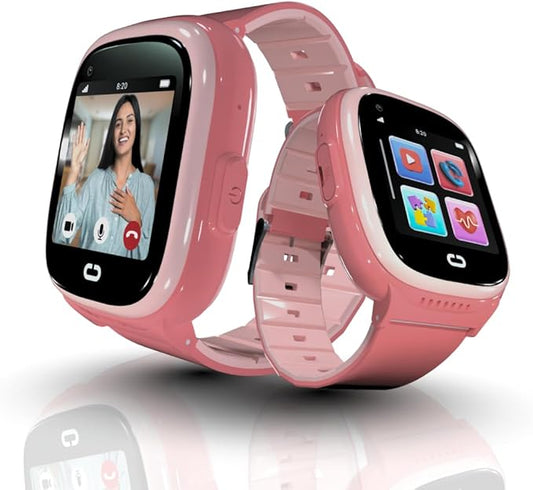 Smartwatch for Kids 3-12| 4G LTE GPS Tracker for Kids & Voice Calling, Texting, SOS Alerts, Camera, Fitness Tracker, Parental Control | Phone Watch for Boys & Girls- SIM Card (Pink)