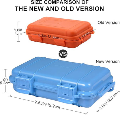 Dry Storage Box, Shockproof Waterproof Box with 2 U‑Shape Buckle, Plastic Storage Container for Cameras, Phones, Camping, Fishing, Hiking(Large-Blue)