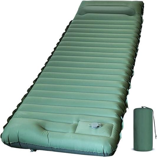 Camping Sleeping Pad, Extra Thick 5 Inch Ultralight Sleeping Pad for Camping with Pillow Built-in Foot Pump Inflatable Sleeping Pads Compact for Camp Backpacking Hiking Traveling Tent