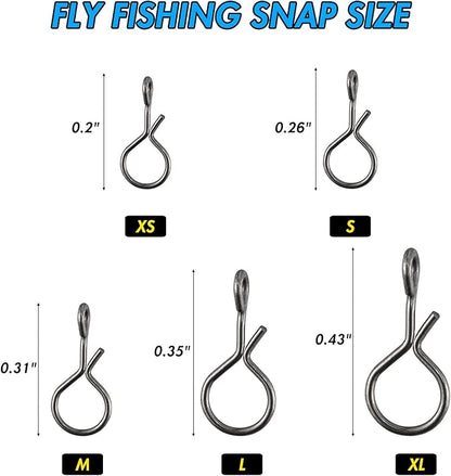 Alwonder 150-Pack Fly Fishing Snaps Twist Clips, 3/5 Sizes Stainless Steel Quick Change Lure Snaps No Knot Clip Quick Snap Fast Snap Lure Connector for Jigs Lures Fishing Clips Swivels Terminal Tackle