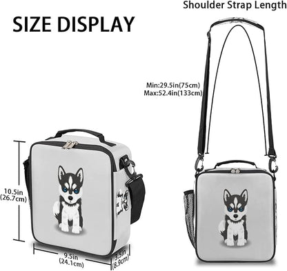 Husky Dog Insulated Lunch Bag Kids Cute Puppy Thermal Meal Reusable Lunch Box for Girls,Boys Waterproof Back to School Picnic