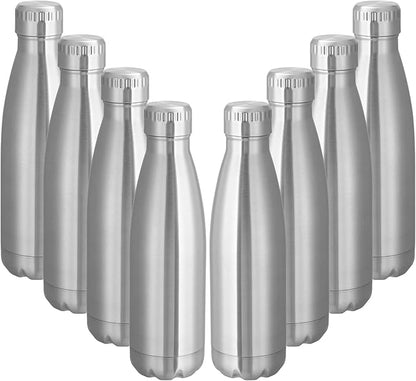VEGOND 17oz Stainless Steel Water Bottles Bulk, Reusable Metal Sports Water Bottle Keeps Drink Hot and Cold, BPA Free Double Wall Vacuum Cola Shape Insulated Water Bottles for Camping Gym, 8 Pack