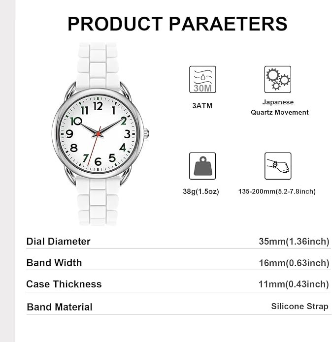 35MM Women's Watch Big Face Easy Reader Water Proof