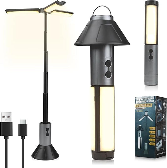 Telescopic Camping Light, 3000mAh Rechargeable Camping Lantern - 2 Dimmable Modes & 3 Flashlight Modes, IPX4 Waterproof, Portable Collapsible Light for Camping, Hiking, Home Emergency