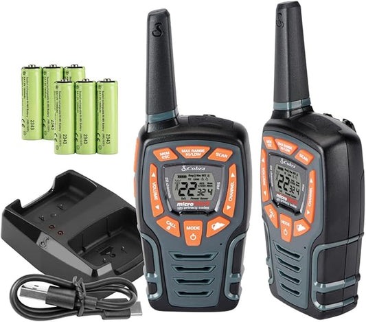 Cobra ACXT545 Weather-Resistant Walkie Talkies - Rechargeable, 22 Channels, Long Range 28-Mile Two-Way Radio Set (2-Pack)