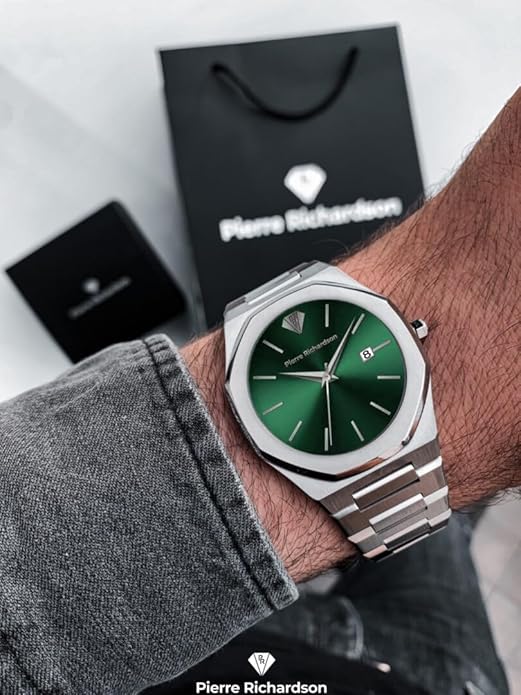 PIERRE RICHARDSON PR5428 Men’s Luxury Watch – Japanese Quartz Movement, Stainless Steel, 41mm, 5ATM Water Resistant, Scratch-Resistant Sapphire Crystal Glass – Classic Dress Watch for Men