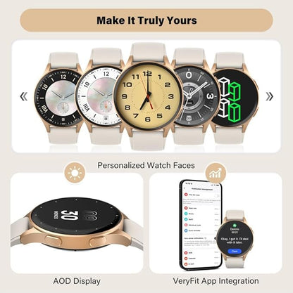 Smart Watch for Women, Built-in Alexa, GPS, HRV, VO2 Max, Blood Oxygen, Sleep & Stress Monitor, Compass, Altimeter, 1.32" AMOLED, Fitness & Women’s Health, iOS Compatible