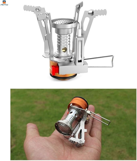 AOTU Portable Camping Stoves Backpacking Stove with Piezo Ignition Stable Support Wind-Resistance Camp Stove for Outdoor Camping Hiking Cooking