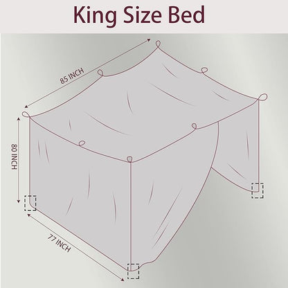 No-See-Um mesh Square Mosquito Net for King Size Bed 2 Openings Netting Mosquito Net for Beds, Finest Holes Mesh 2000 Mosquito Netting for Bed (Square King Grey Color)