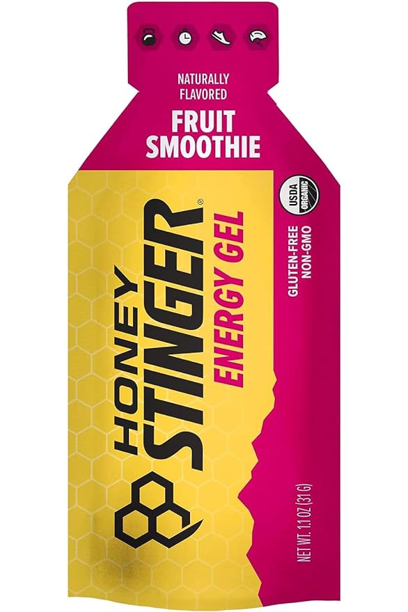 Honey Stinger Organic Fruit Smoothie Energy Gel, Gluten Free & Caffeine Free, for Exercise, Running and Performance, Sports Nutrition for Home & Gym, Pre & Mid Workout, 24 Pack, 26.4 Ounce