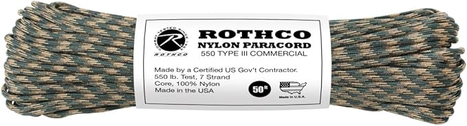 Rothco Type III Commercial Paracord (Camo, 550-Pound/50-Feet)