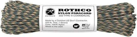 Rothco Type III Commercial Paracord (Camo, 550-Pound/50-Feet)