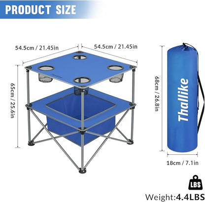 Portable Folding Camping Table Lightweight Outdoor Picnic Table with 4 Cup Holders & Storage Case Collapsible Tailgating Table for Camping Backyard Grill Outdoor Concerts