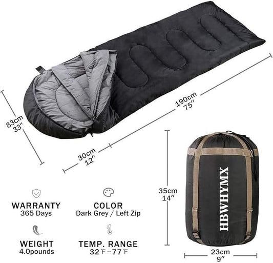Sleeping Bags for Adults Backpacking Lightweight Waterproof- Cold Weather Sleeping Bag for Warm Camping Hiking Outdoor Travel Hunting with Camping Sleeping Bag