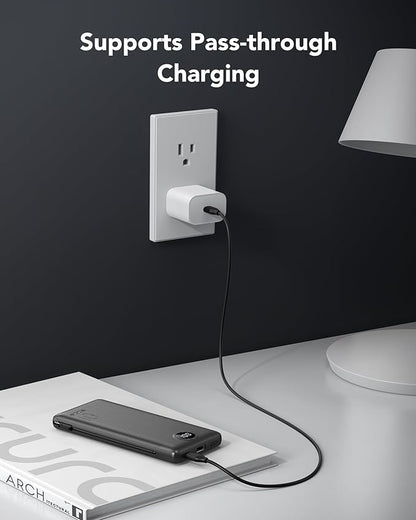 VRURC Portable Charger with Wall Plug, 10000mAh Slim Portable Charger Built in Cables,PD 20W Fast Charging Power Bank with Cords,USB C Portable Phone Charger Travel Accessories -Black(1 Pack)