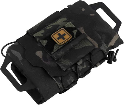SABADO Rapid Deploy IFAK Pouch First Aid Kits Pack Tactical Two-piece System Medical Supply Holder Roll Carrier Hypalon Handle Outdoor Sport Hunting Bag Laminated Matting Fabric