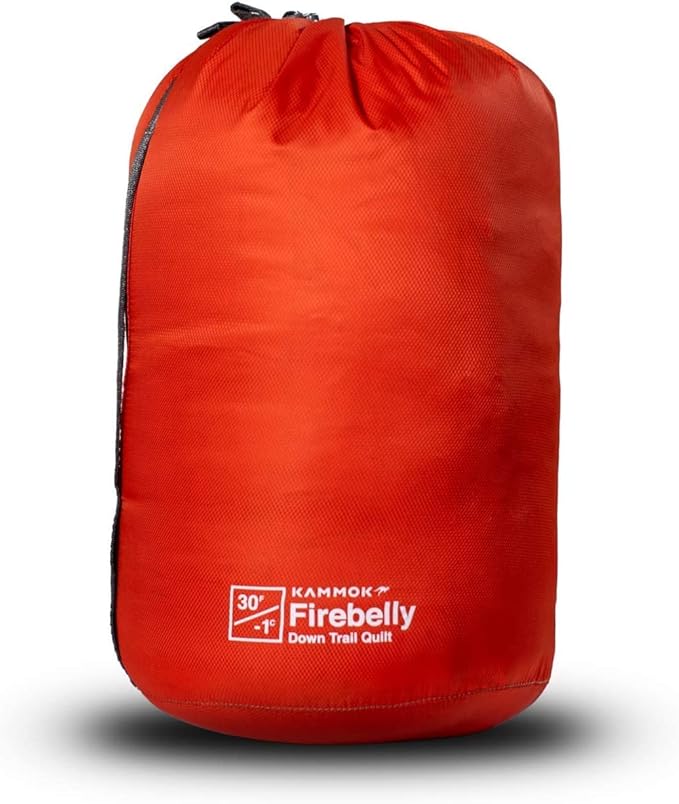KAMMOK Firebelly 30°F - Down Trail Quilt, Water Resistant, Durable, Compact and Packable, Indoor/Outdoor Camp Blanket (88 in × 54 in),