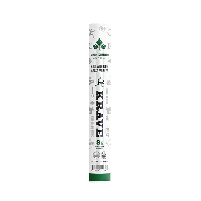 Krave, Beef Sticks (1 Ounce Sticks, Pack of 10) - 100% Grass Fed Beef, 100 Calories Per Stick, Good Source of Protein (10 Pack, Chimichurri)
