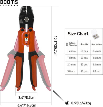 Booms Fishing CP1 Fishing Crimping Pliers, High Carbon Steel Fishing Plier Wire Rope Leader Crimping Tool, 10 inch Crimpers Swager with Ergonomic Handle